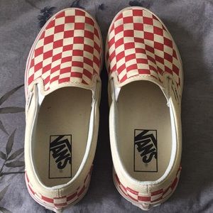 Red and white checker Vans slip on sneakers!